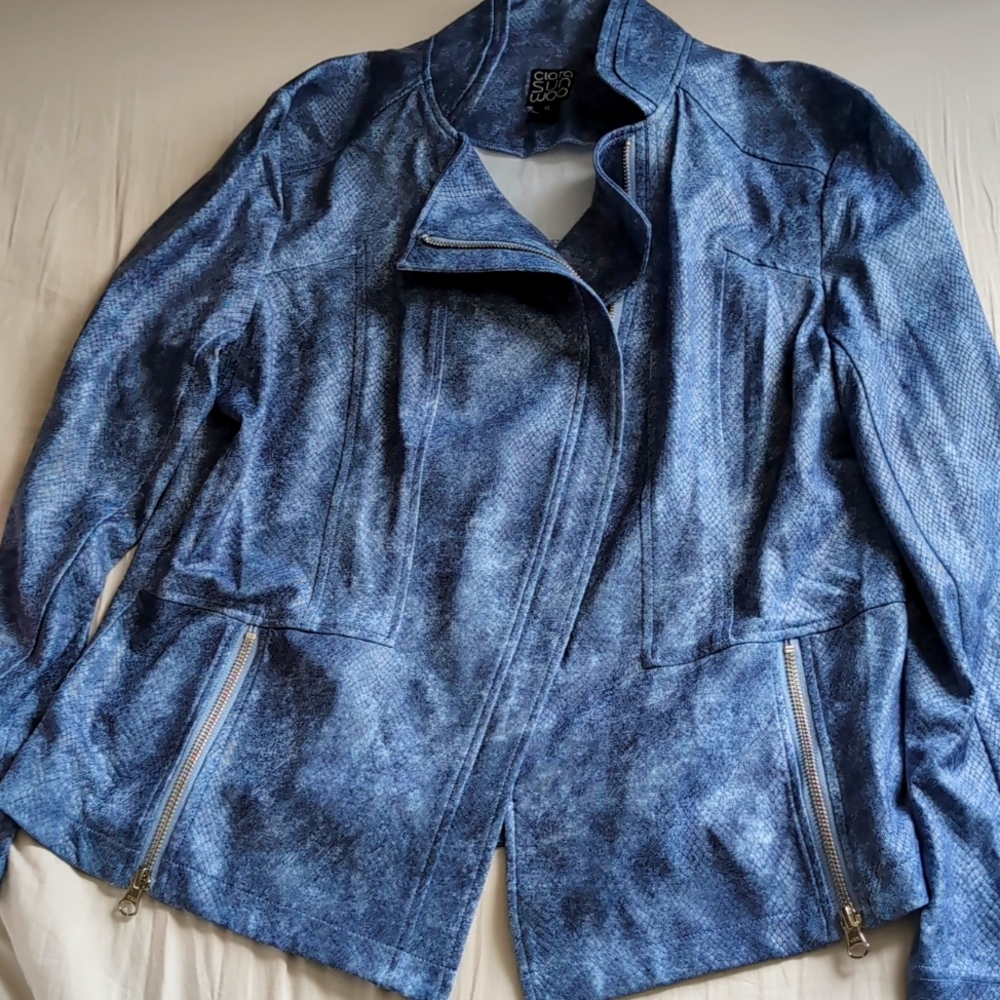 Clara Sunwoo liquid leather Denim Jacket